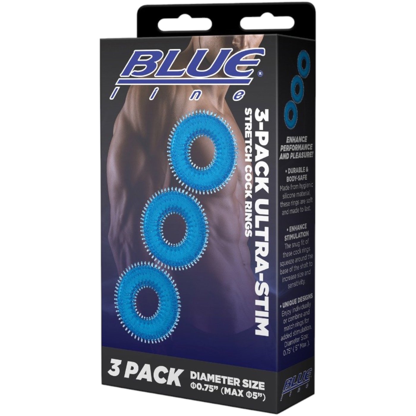 Blue Line Ultra Stim Stretch Cock Ring Set (3 Pack)