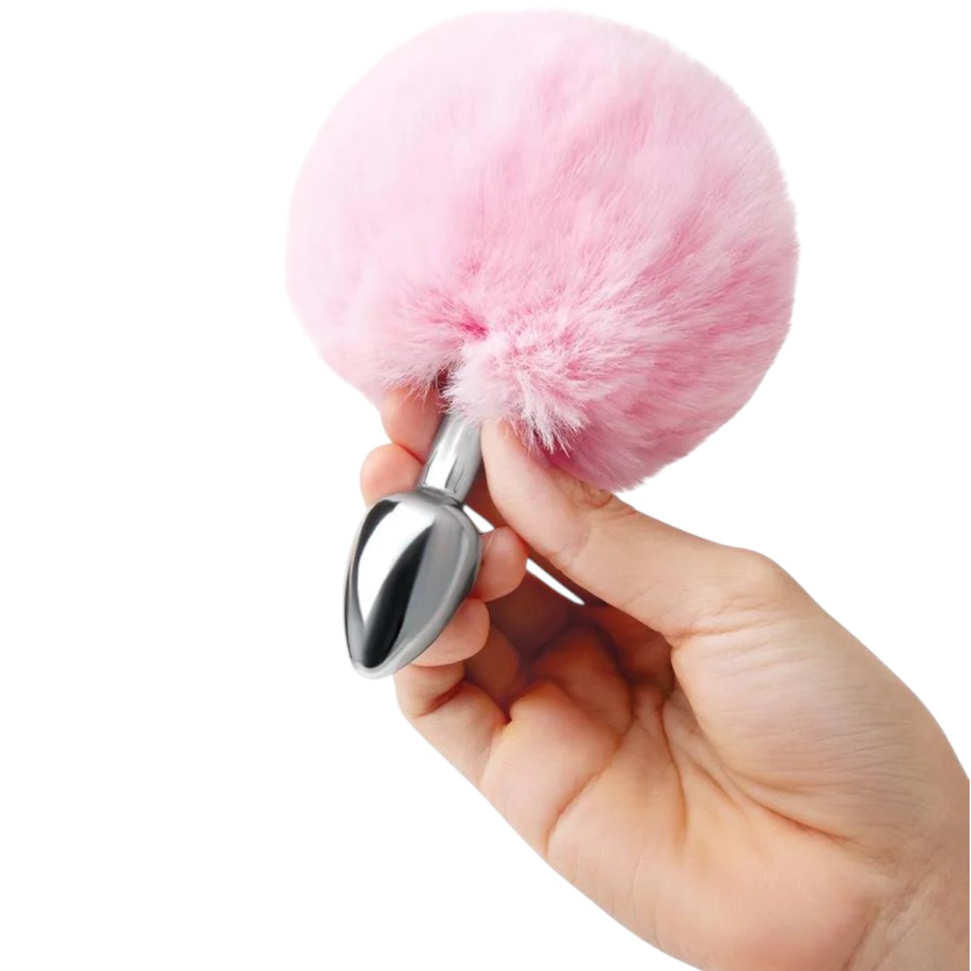 Whipsmart Pink Bunny Tail Metal Butt Plug