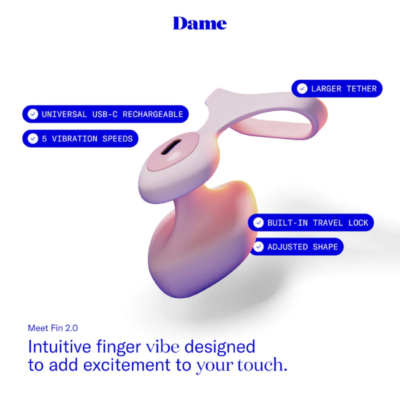 Dame Fin 2.0 Waterproof Rechargeable Finger Vibrator