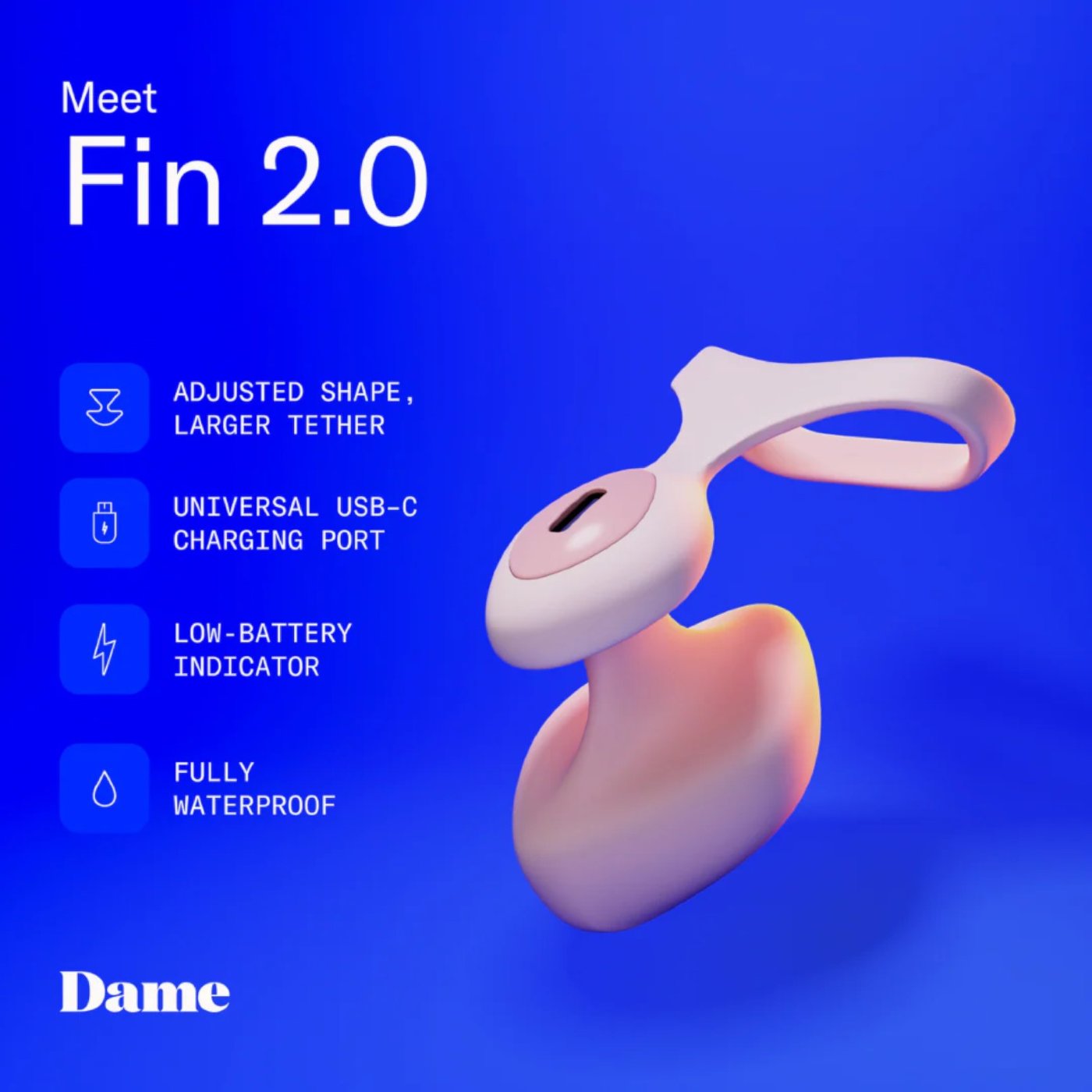 Dame Fin 2.0 Waterproof Rechargeable Finger Vibrator