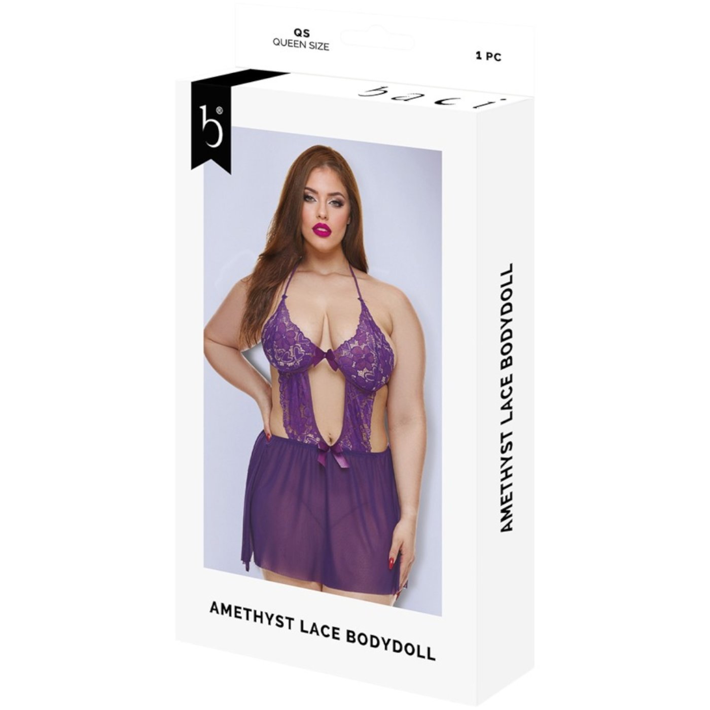 Baci Amethyst Purple Lace Babydoll Queen