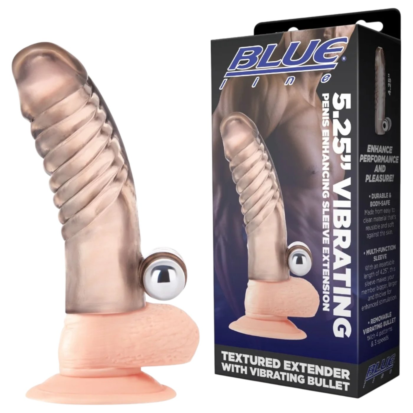 Blue Line 5.25 Inch Vibrating Penis Sleeve Extender