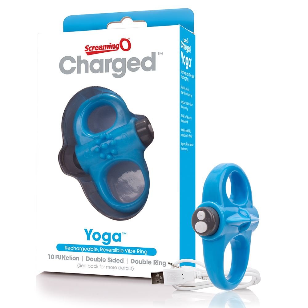 Screaming O Charged Yoga Vibrating Cock Ring Blue