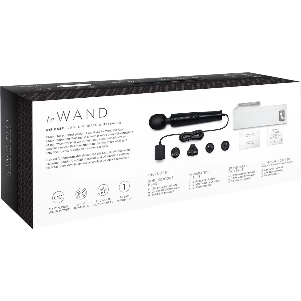 Le Wand Die Cast Plug-In Massage Wand Vibrator Black