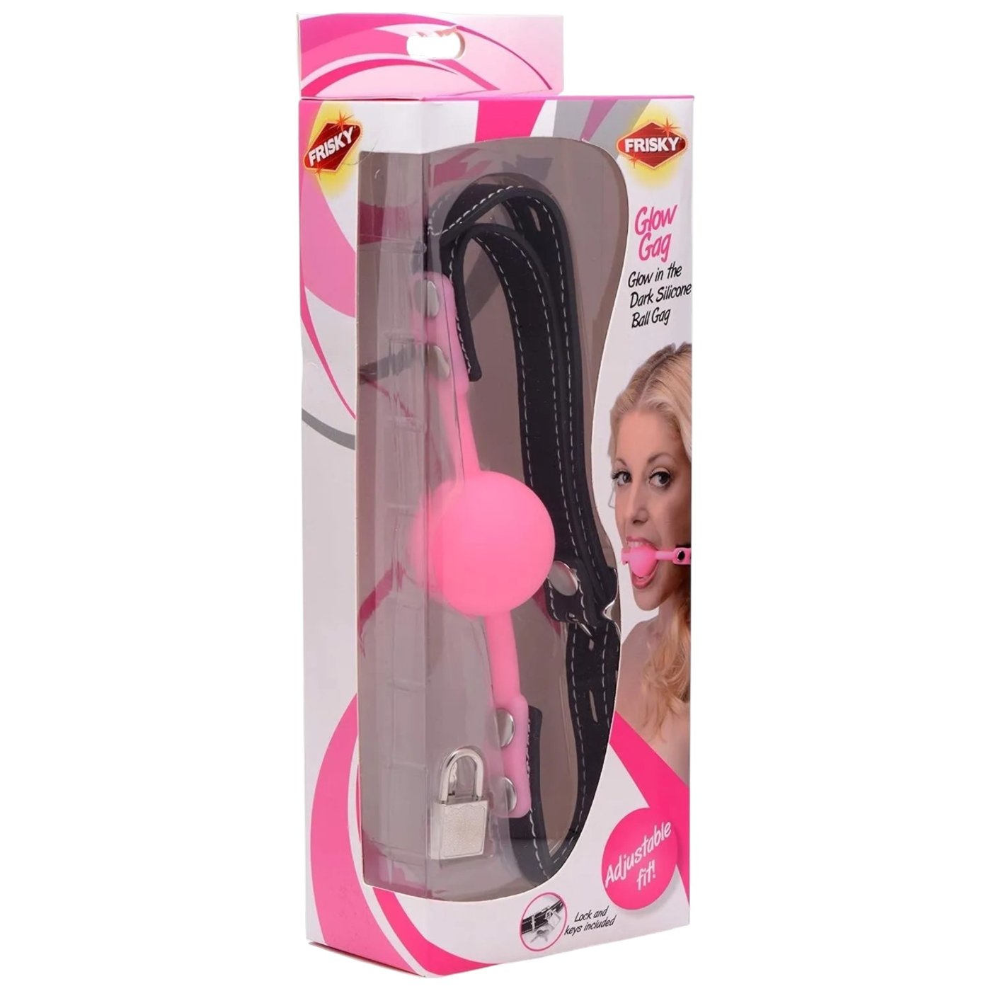 Frisky Glow Gag Glow in the Dark Silicone Ball Gag Pink