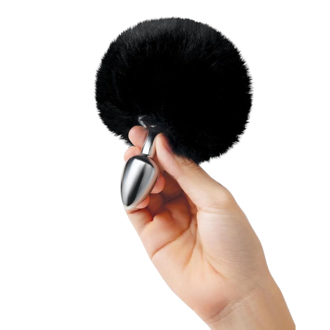 Whipsmart Black Bunny Tail Metal Butt Plug