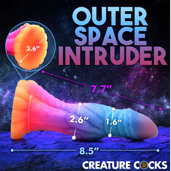 Creature Cocks Galactic Cock Glow in the Dark Silicone Dildo 8.5 Inch 