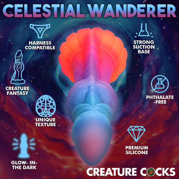 Creature Cocks Galactic Cock Glow in the Dark Silicone Dildo 8.5 Inch 
