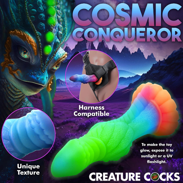 Creature Cocks Galactic Cock Glow in the Dark Silicone Dildo 8.5 Inch 