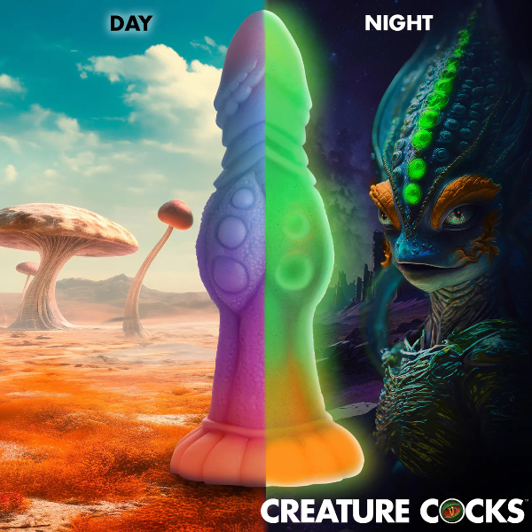 Creature Cocks Galactic Cock Glow in the Dark Silicone Dildo 8.5 Inch 