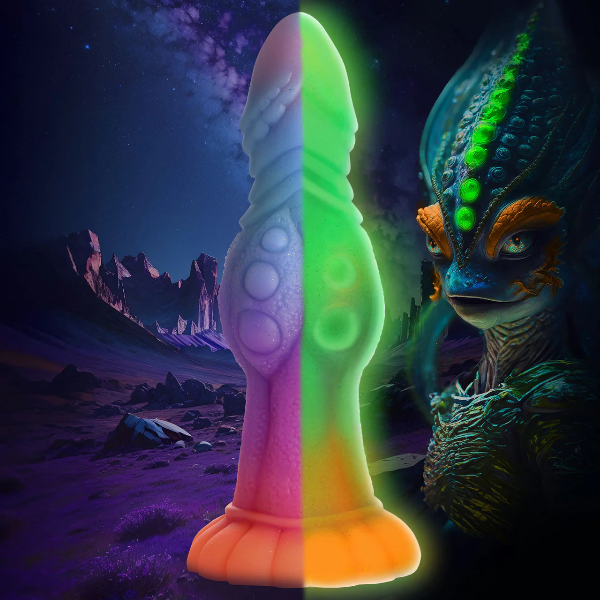 Creature Cocks Galactic Cock Glow in the Dark Silicone Dildo 8.5 Inch 