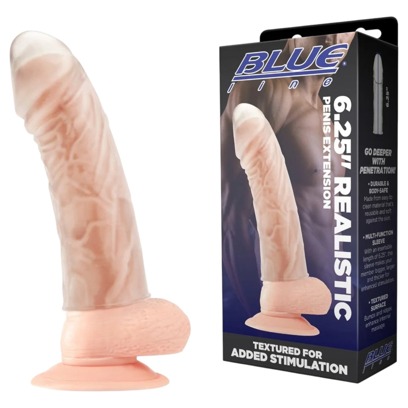 Blue Line 6.25 Inch Realistic Penis Extension Sleeve