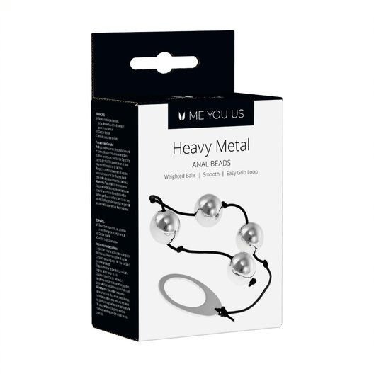 Me You Us Heavy Metal Anal Beads Silver 8.75 Inch