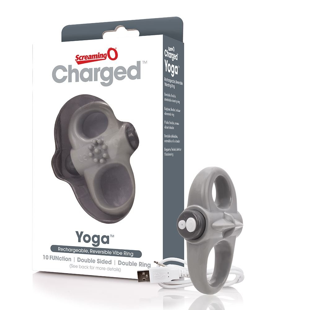 Screaming O Charged Yoga Vibrating Cock Ring Grey
