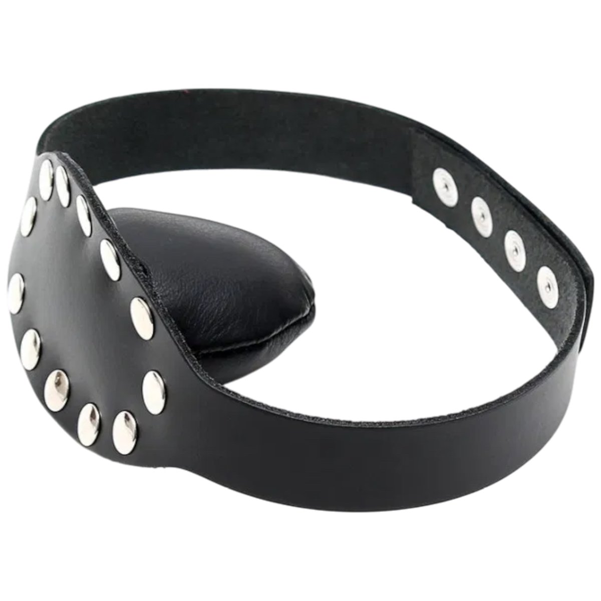 Rimba Studded Leather Panel Mouth Gag Black