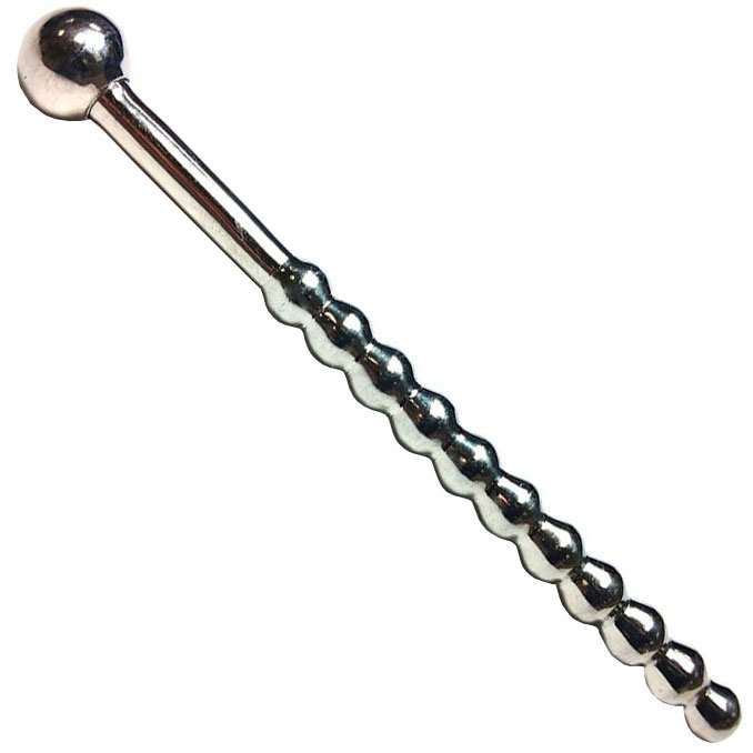 Rouge Stainless Steel Beaded Urethral Sound with Stopper 4 Inch