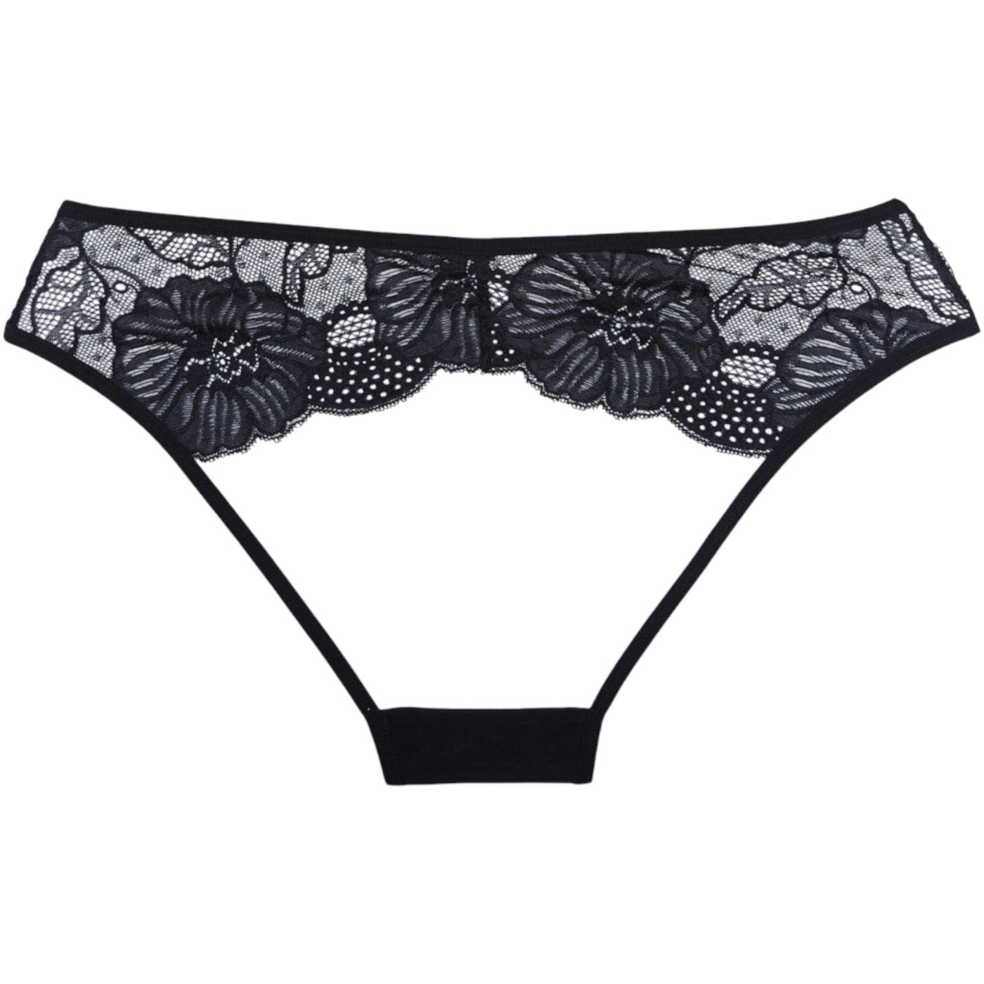 Allure K.I.S.S. Crotchless Lace Panty with Thigh Straps Black