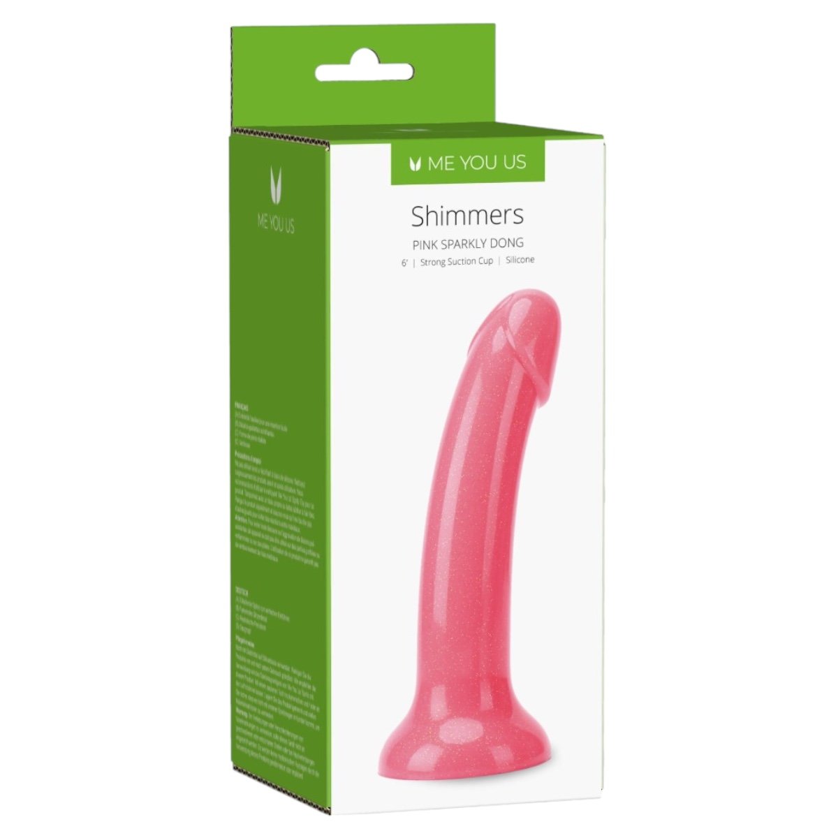 Me You Us Shimmers Sparkly Suction Cup Dildo Pink 6 Inch