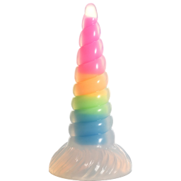 Creature Cocks Uni-Glow Glow in the Dark Rainbow Silicone Dildo 8 Inch 