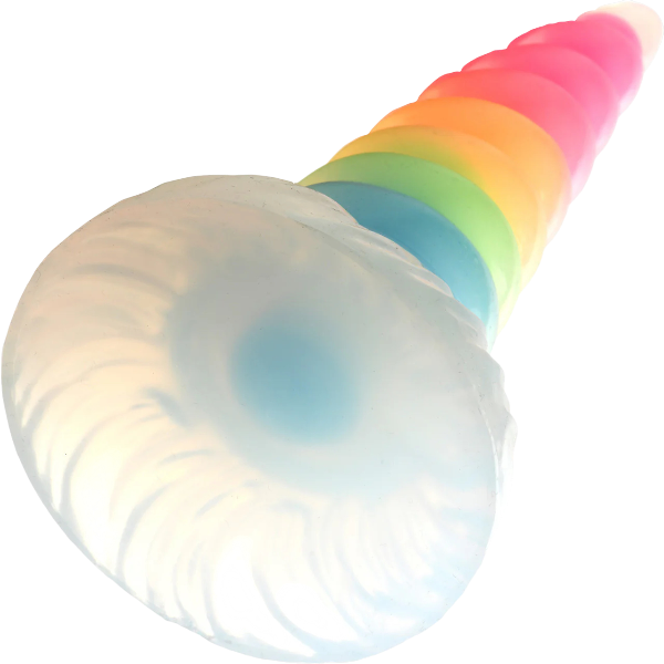 Creature Cocks Uni-Glow Glow in the Dark Rainbow Silicone Dildo 8 Inch 