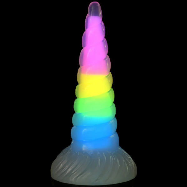 Creature Cocks Uni-Glow Glow in the Dark Rainbow Silicone Dildo 8 Inch 