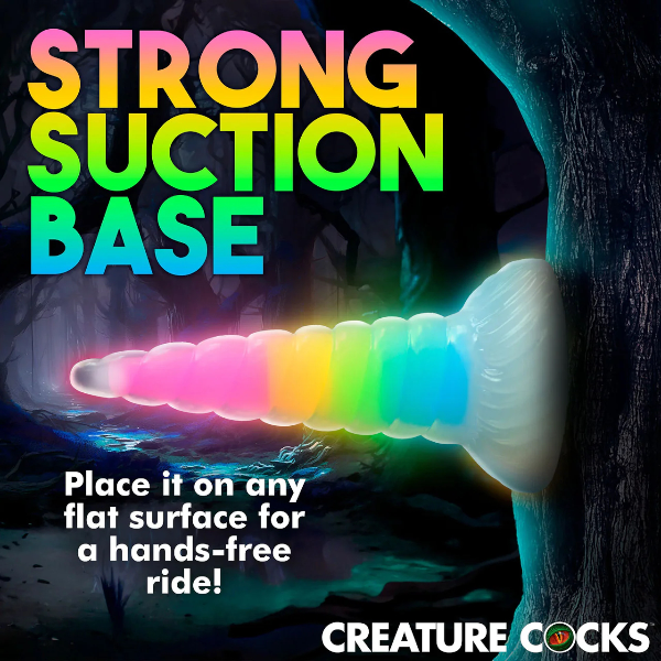 Creature Cocks Uni-Glow Glow in the Dark Rainbow Silicone Dildo 8 Inch 
