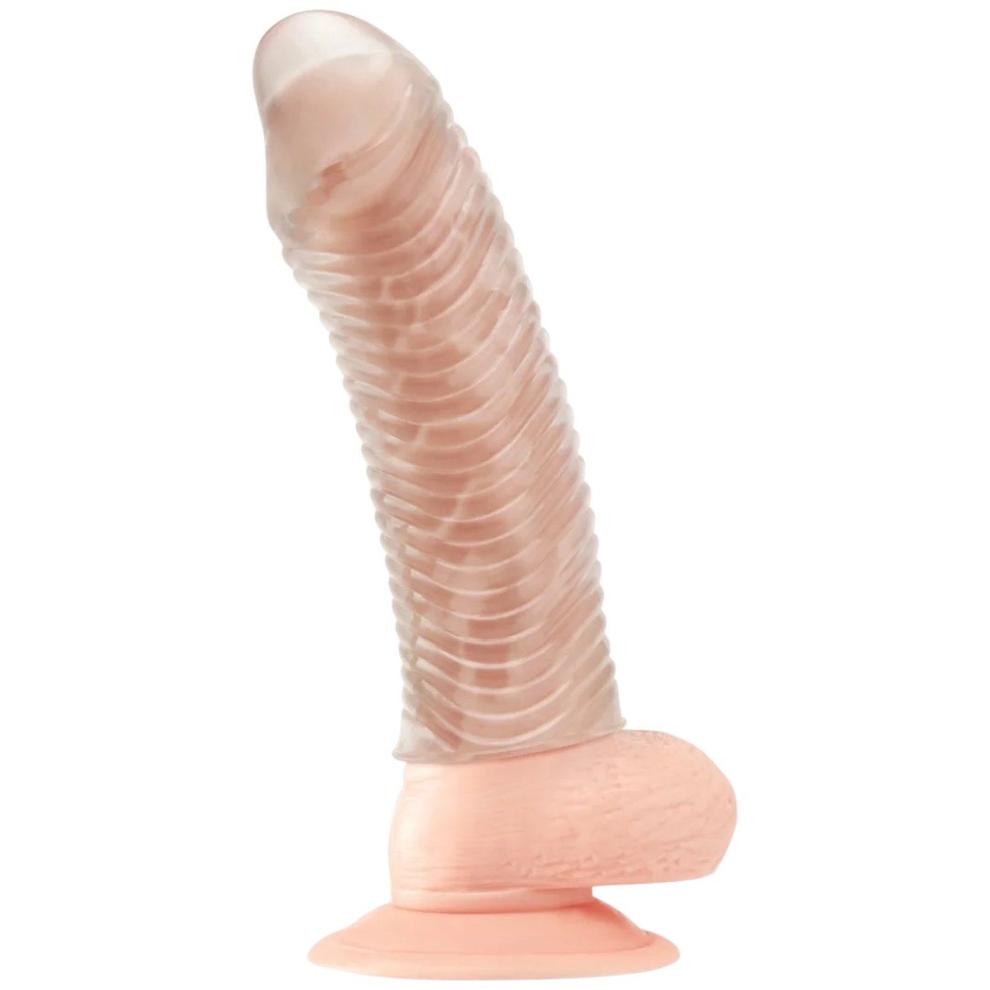 Blue Line 6.5 Inch Wavy Ribbed Penis Extension Sleeve Clear