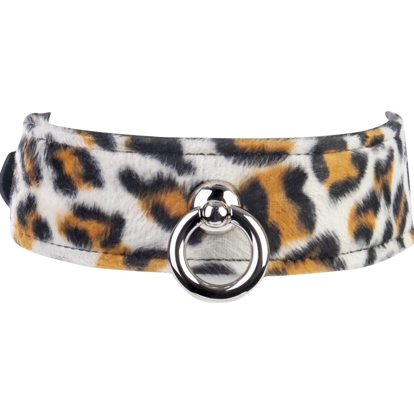 Rimba Leopard Print Leather O-Ring Collar