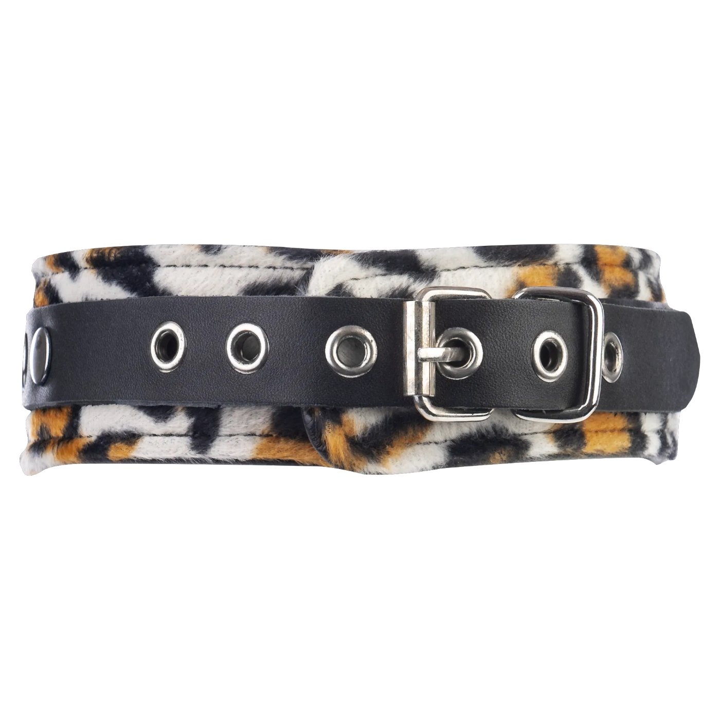 Rimba Leopard Print Leather O-Ring Collar