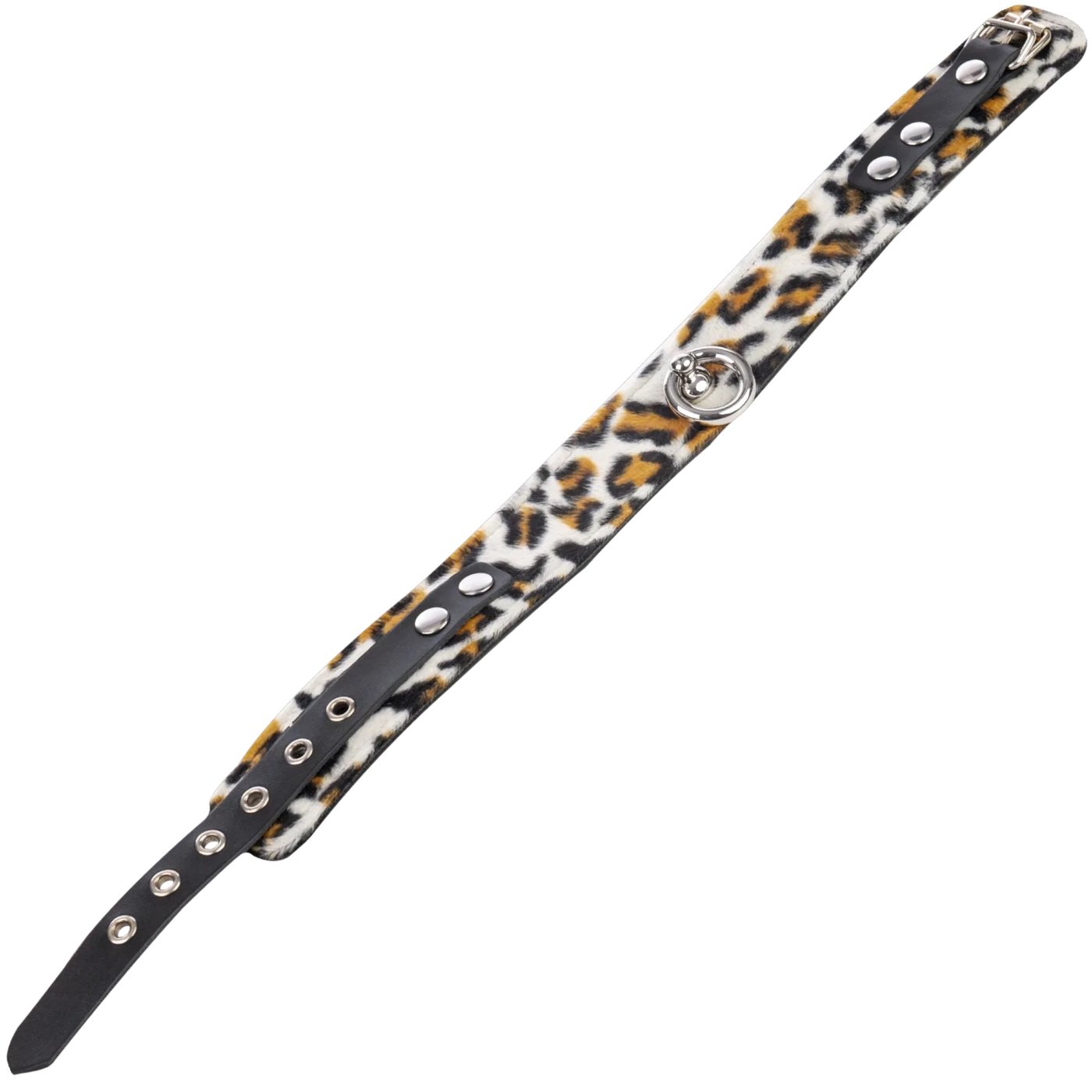 Rimba Leopard Print Leather O-Ring Collar