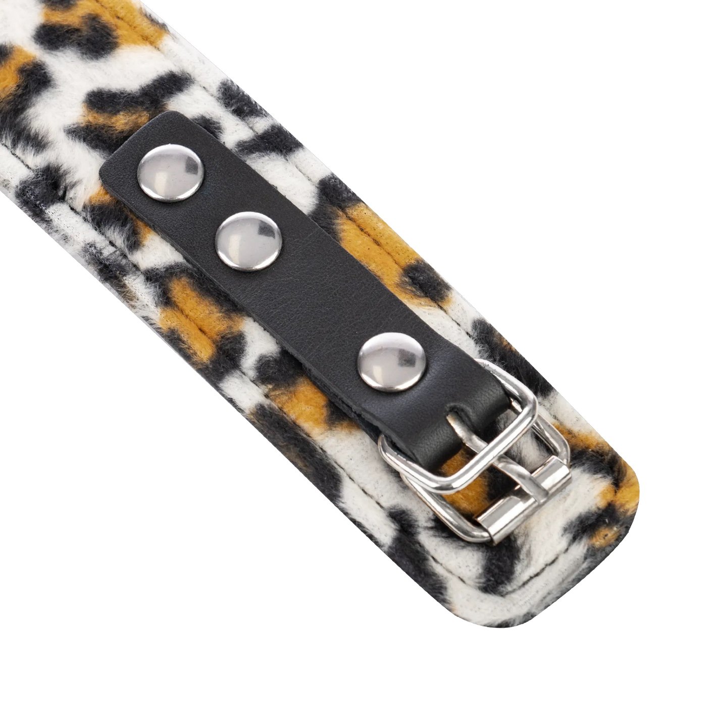 Rimba Leopard Print Leather O-Ring Collar