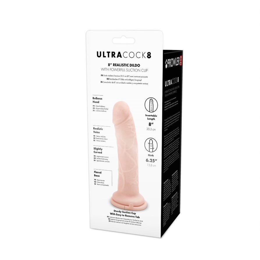 Prowler RED Ultra Cock Realistic Suction Cup Dildo 8 Inch