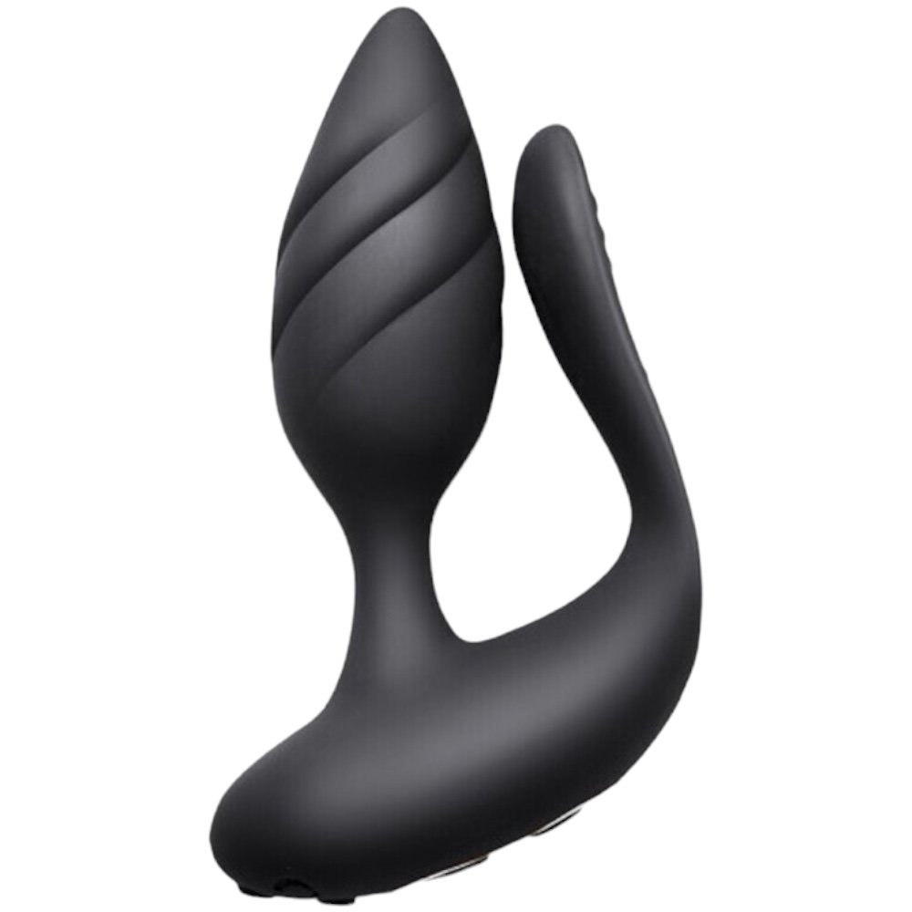 Rocks Off Cocktail Remote Control Couple's Butt Plug Black