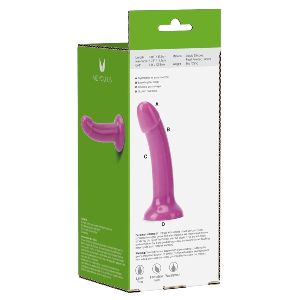 Me You Us Shimmers Sparkly Suction Cup Dildo Purple 6 Inch
