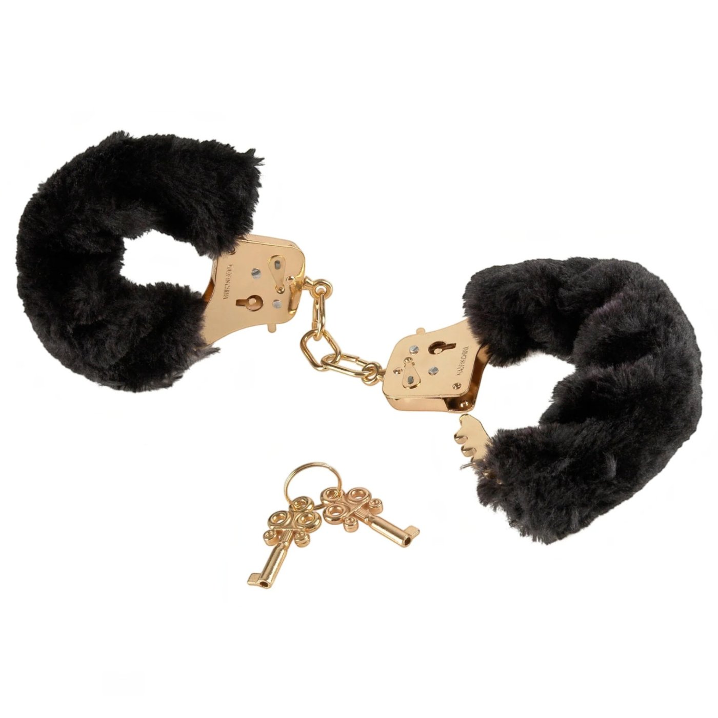 Fetish Fantasy Gold Deluxe Furry Cuffs Black and Gold Handcuffs