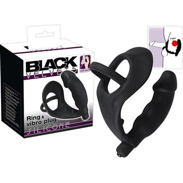 Orion Black Velvets Cock Ring with Vibration, black