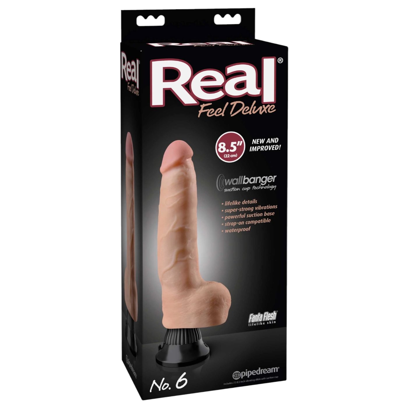 Real Feel Deluxe No. 6 Vibrating Dildo with Balls & Suction Cup 8.5 Inch 