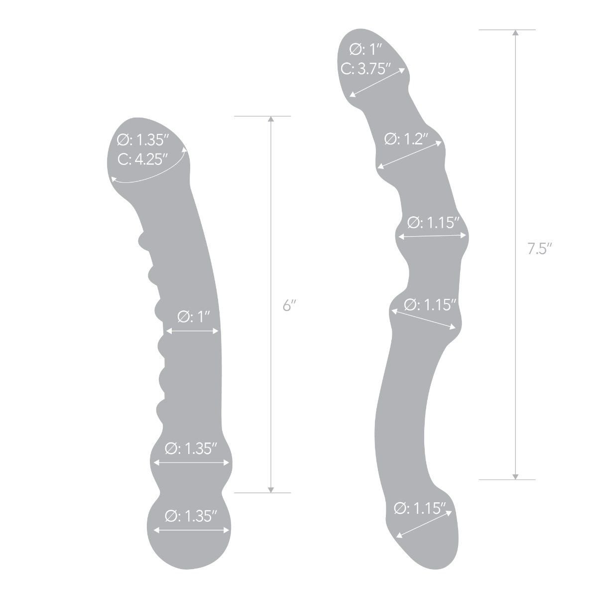 Glas Double Pleasure Glass Dildo Set 6-7.5 Inch