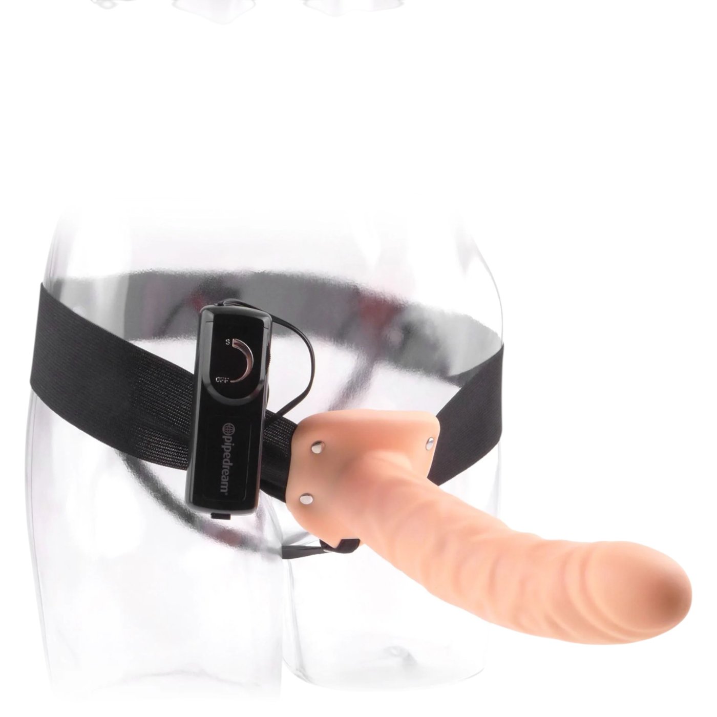 Fetish Fantasy 8 Inch Vibrating Hollow Strap-On Dildo with Harness
