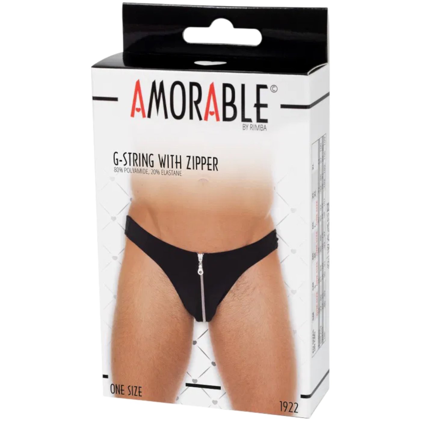Rimba Men’s Black G-String Thong with Zipper Pouch