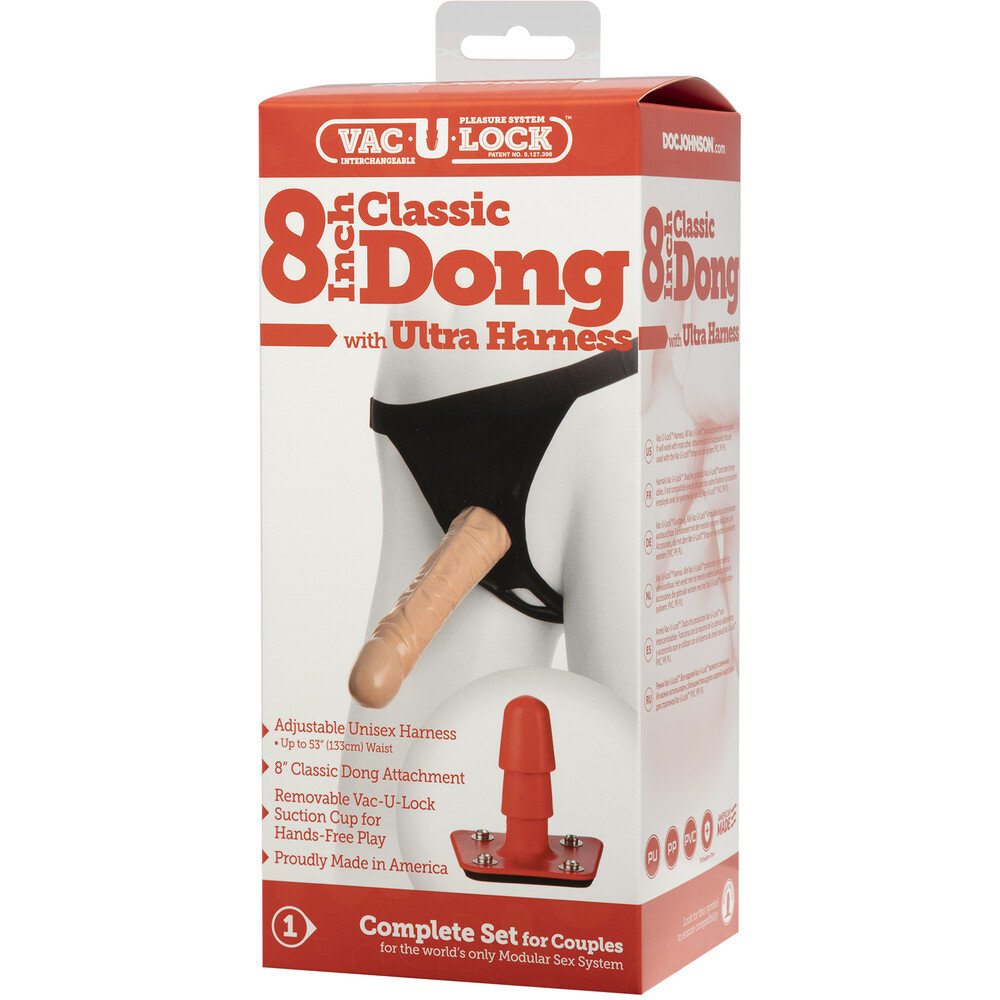 Vac-U-Lock Strap-On Harness Kit with Classic Dong 8 Inch