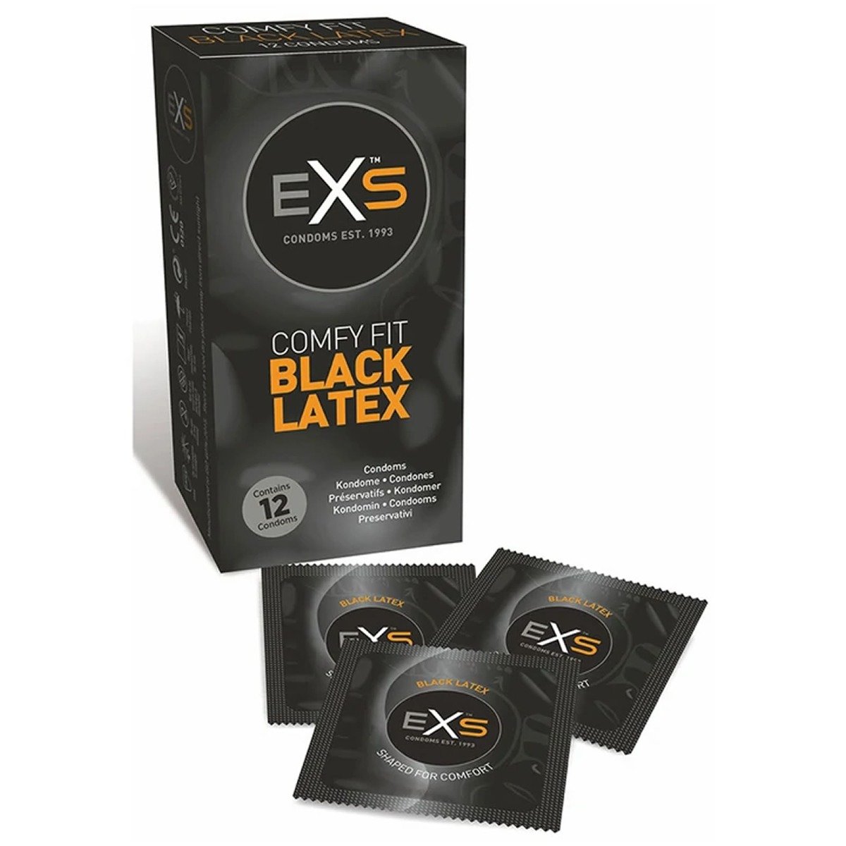 EXS Black Latex Condoms 12 Pack