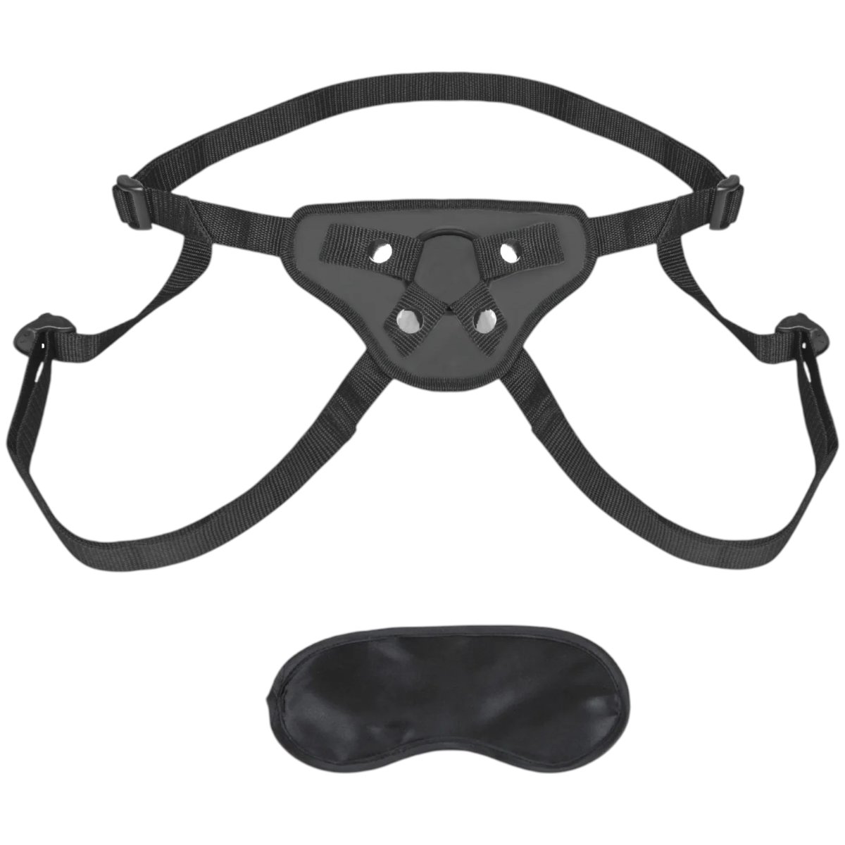 Lux Fetish Beginners Strap-On Harness with Blindfold Black