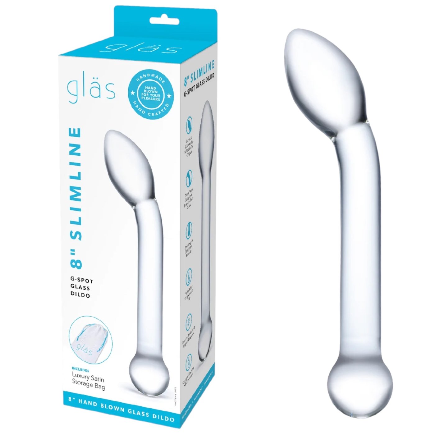 Glas Slimline G-Spot and P-Spot Glass Dildo 8 Inch