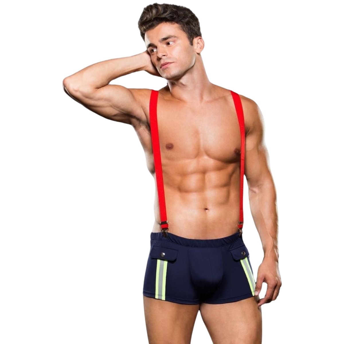 Envy Fireman Costume Set Bottom with Suspenders (2 Piece), M/L