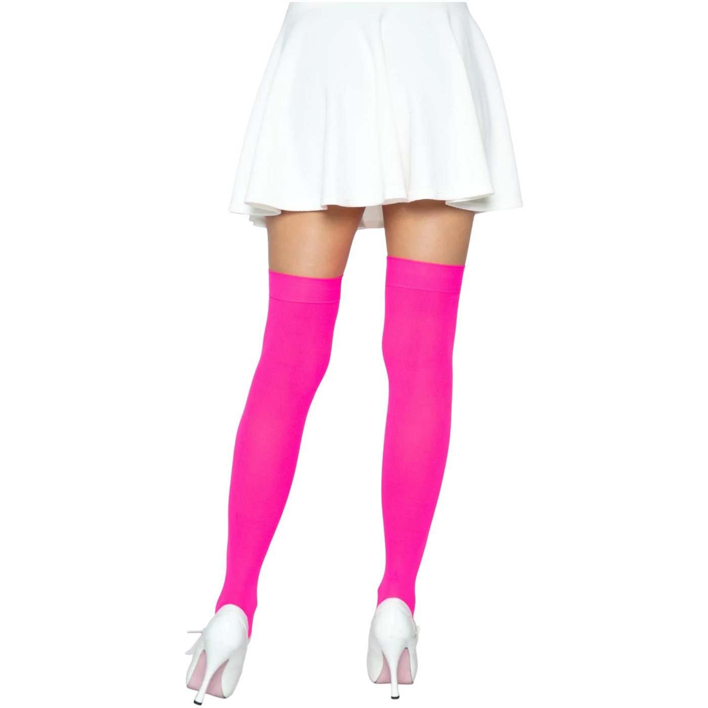 Leg Avenue Opaque Nylon Thigh-High Stockings Neon Pink