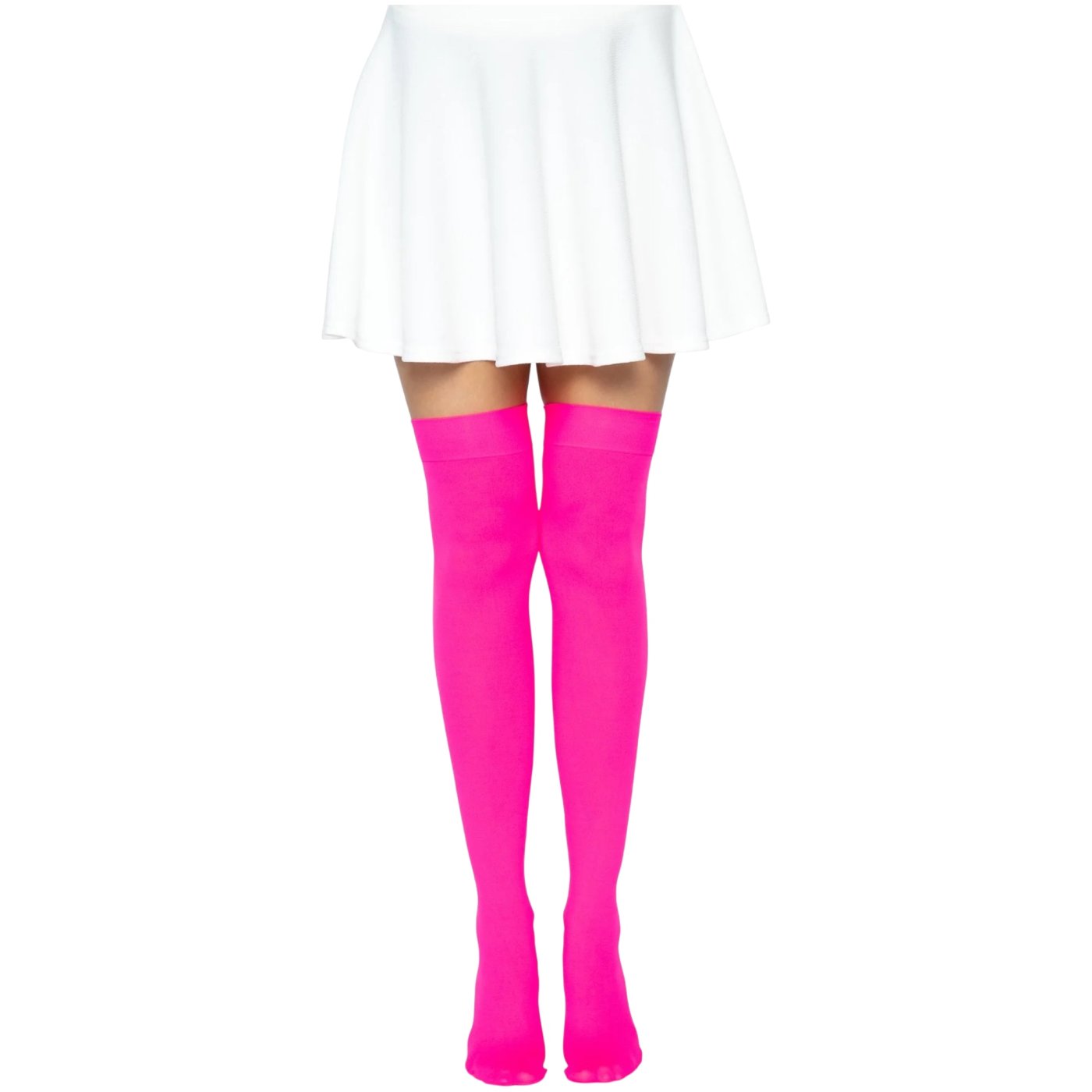 Leg Avenue Opaque Nylon Thigh-High Stockings Neon Pink