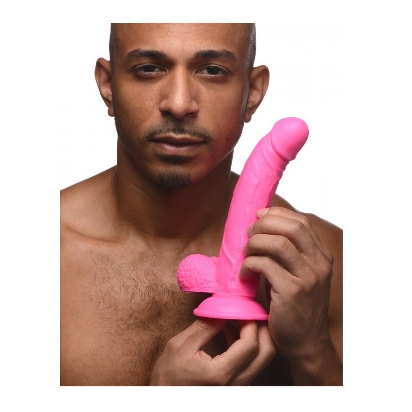 Pop Peckers Suction Cup Dildo With Balls Pink 7.5 Inch