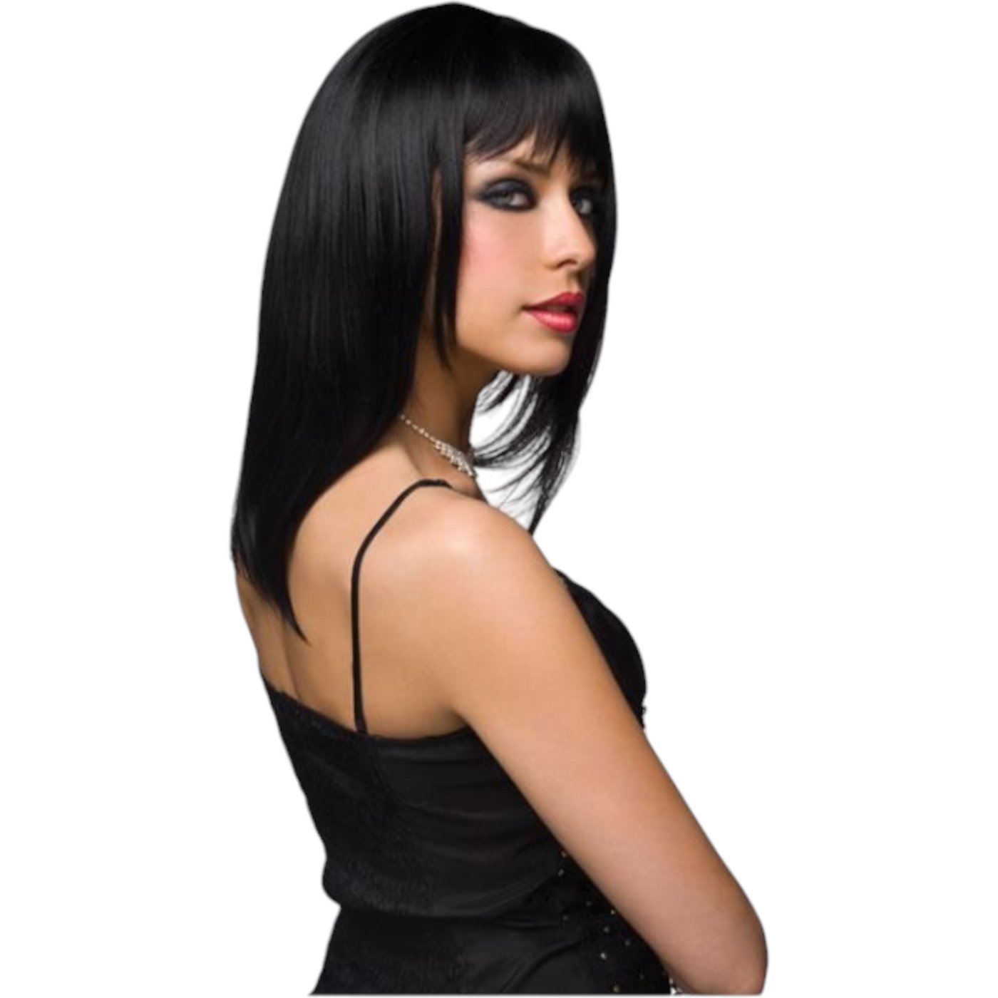 Pleasure Wigs Steph Black Long Wig With Fringe