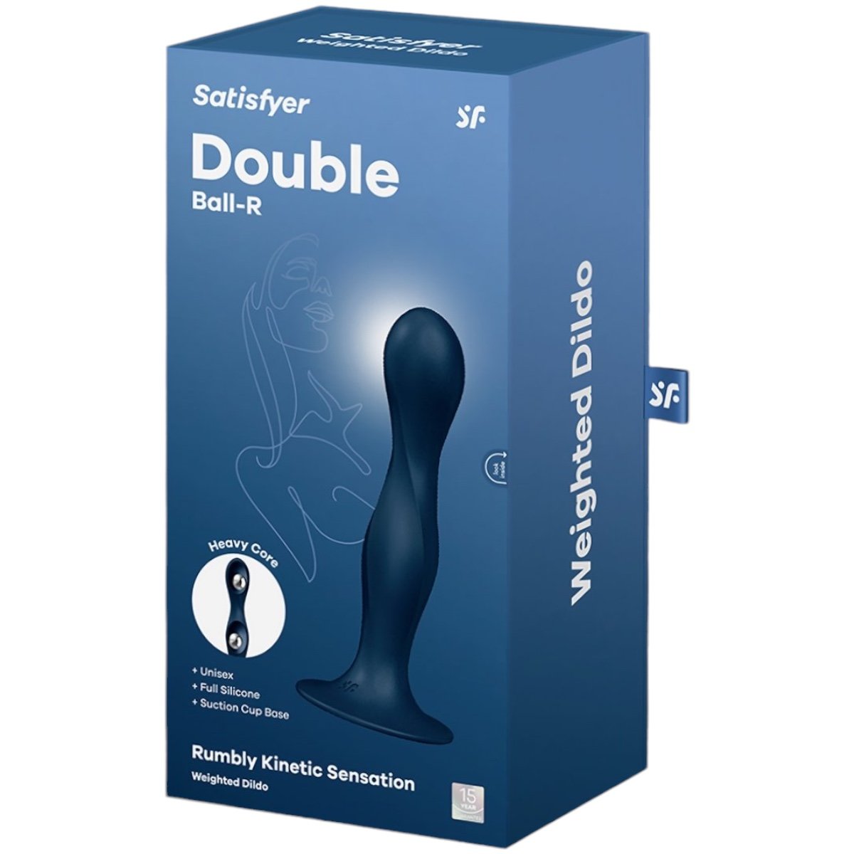 Satisfyer Double Ball-R Weighted Suction Cup Dildo Blue 7 Inch